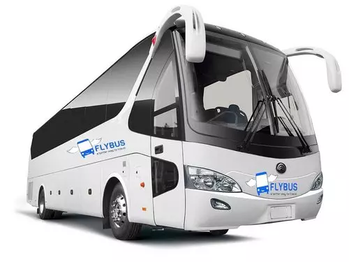 Flybus bus hire fleet 55 seater coach white color