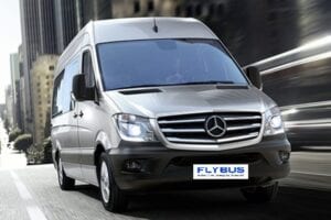 flybus bus hire fleet mercedes-benz sprinter 11 seater minibus silver color